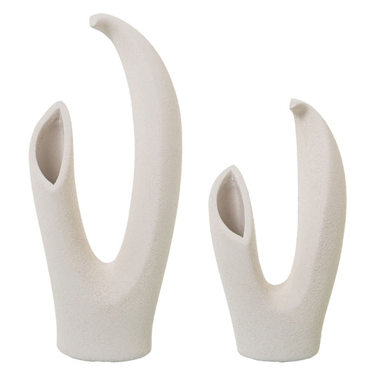 Set de 2 Jarrones Alexandra House Living Beige Cerámica