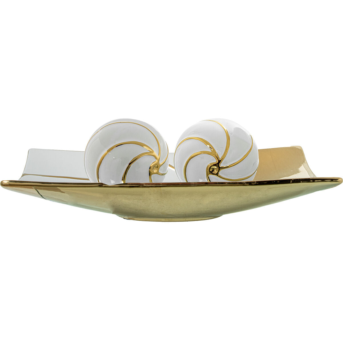 Alexandra House Living Centerpiece White Golden Ceramic 8 x 22 x 37 cm