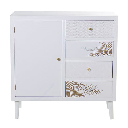 Alexandra House Living Sideboard White Golden Wood 80 x 80 x 40 cm