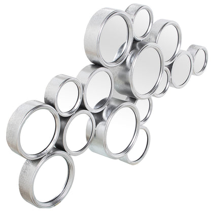 Alexandra House Living Wall Mirror Silver Metal Circles 11 x 91 x 60 cm