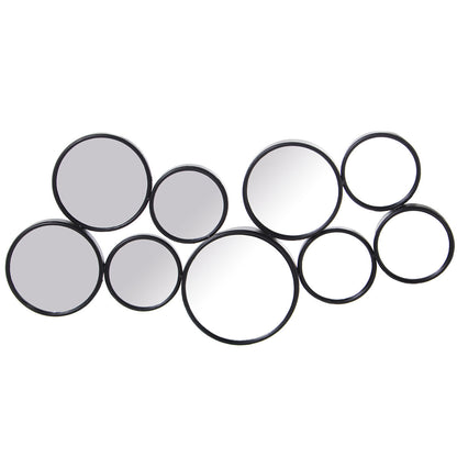 Alexandra House Living Wall Mirror Black Metal Circles 7 x 87 x 47 cm Round