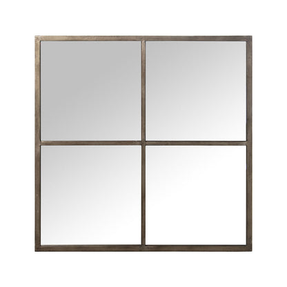 Alexandra House Living Champagne Metal Window Wall Mirror 7 x 80 x 80 cm