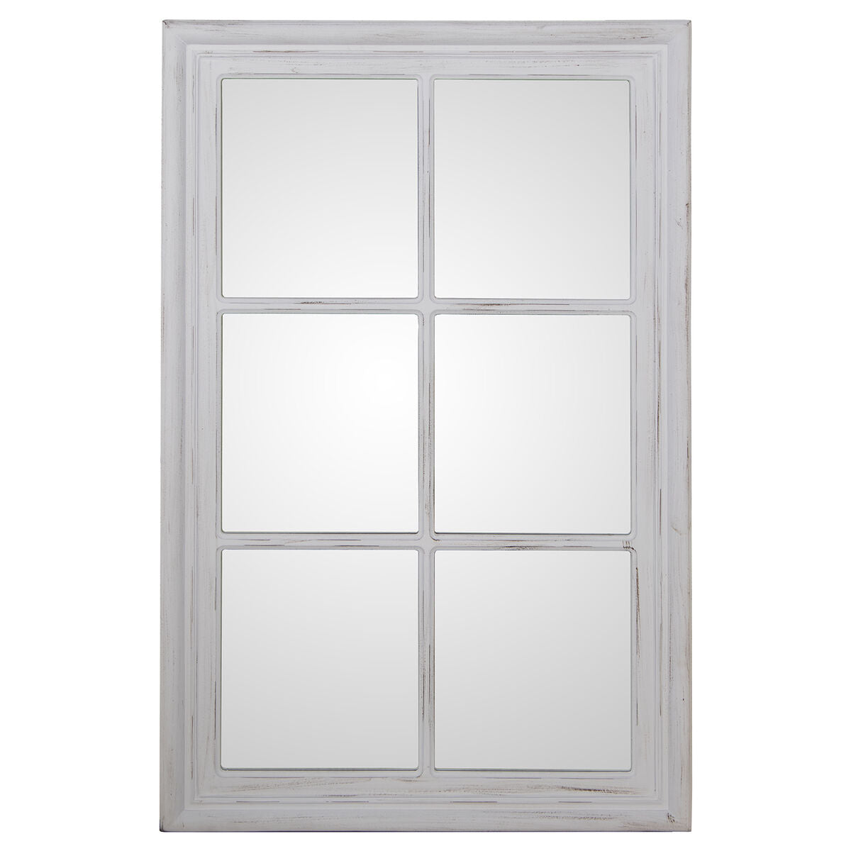 Espejo de pared Alexandra House Living Blanco Madera Desgastado Ventana 5 x 101 x 65 cm