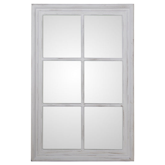 Espejo de pared Alexandra House Living Blanco Madera Desgastado Ventana 5 x 101 x 65 cm