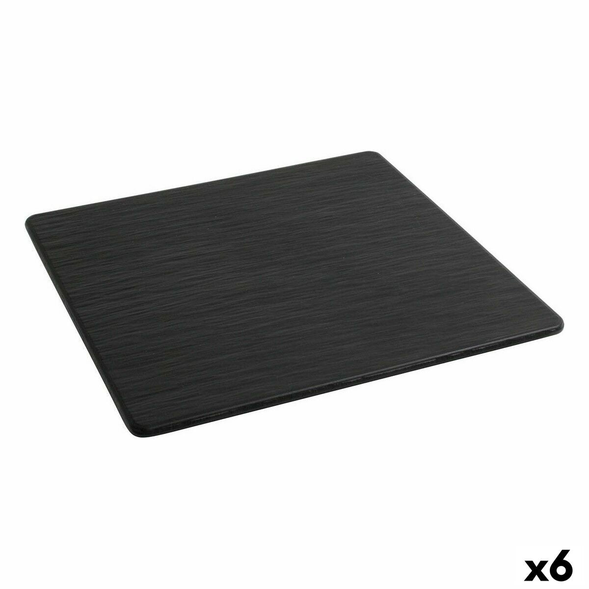 Inde Africa Black Melamine Square Flat Plate 35 x 35 x 0.7 cm (6 Units)