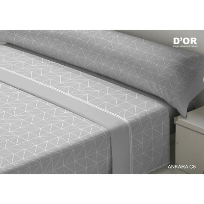 Juego de Sábanas D'Or ANKARA Gris Cama de 105 Franela