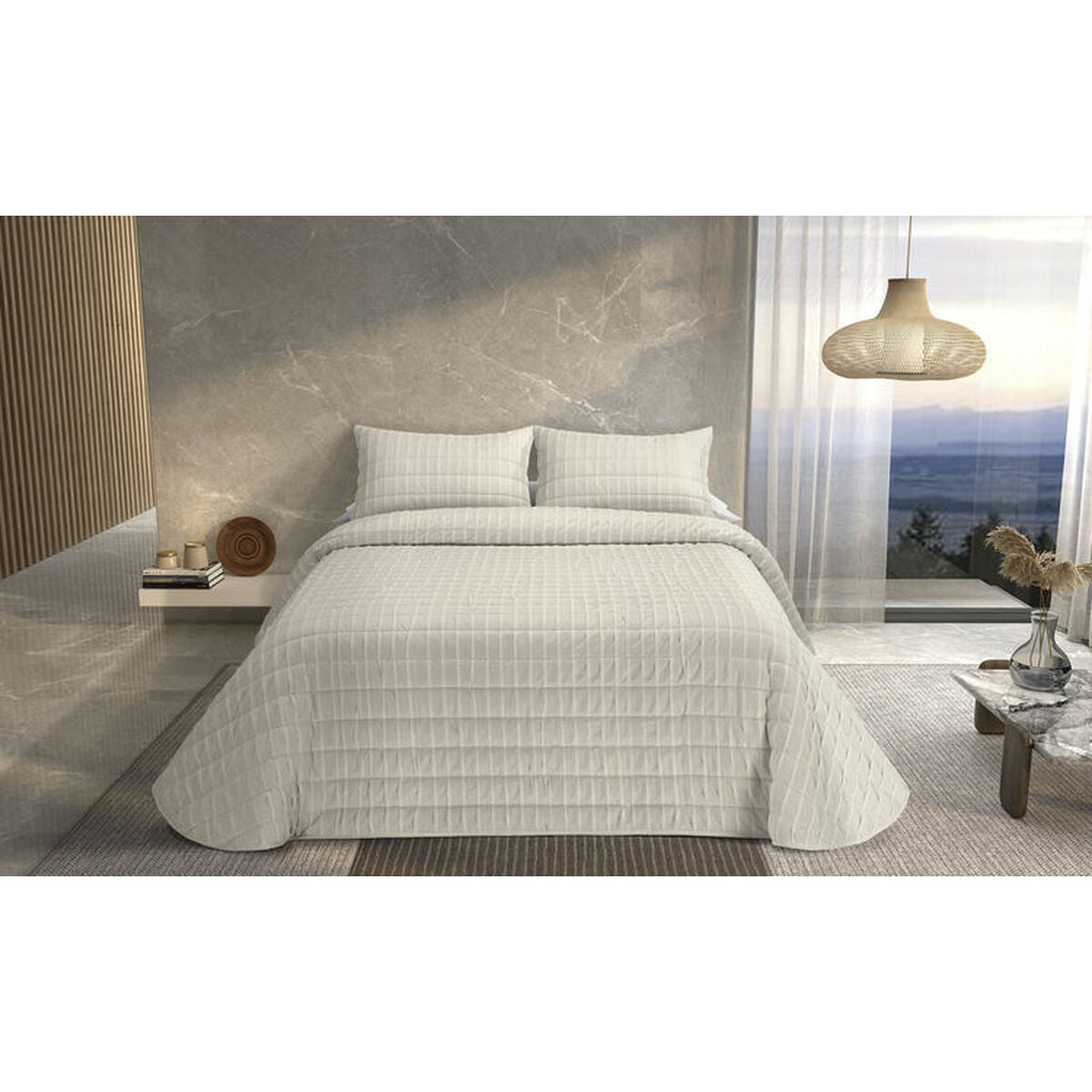 Colcha Pierre Cardin ONDAS Beige Cama de 90 (2 Piezas)