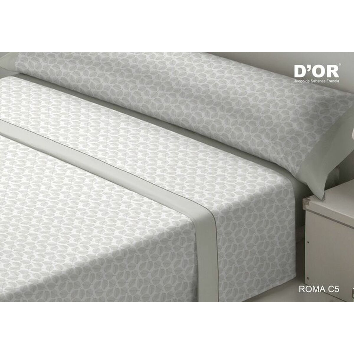 D'Or ROMA Grey Sheet Set 90 Bed Flannel