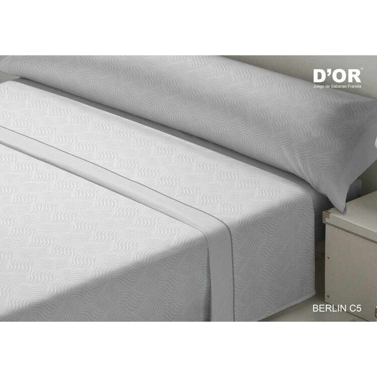 D'Or BERLIN Grey Sheet Set 90 Bed Flannel