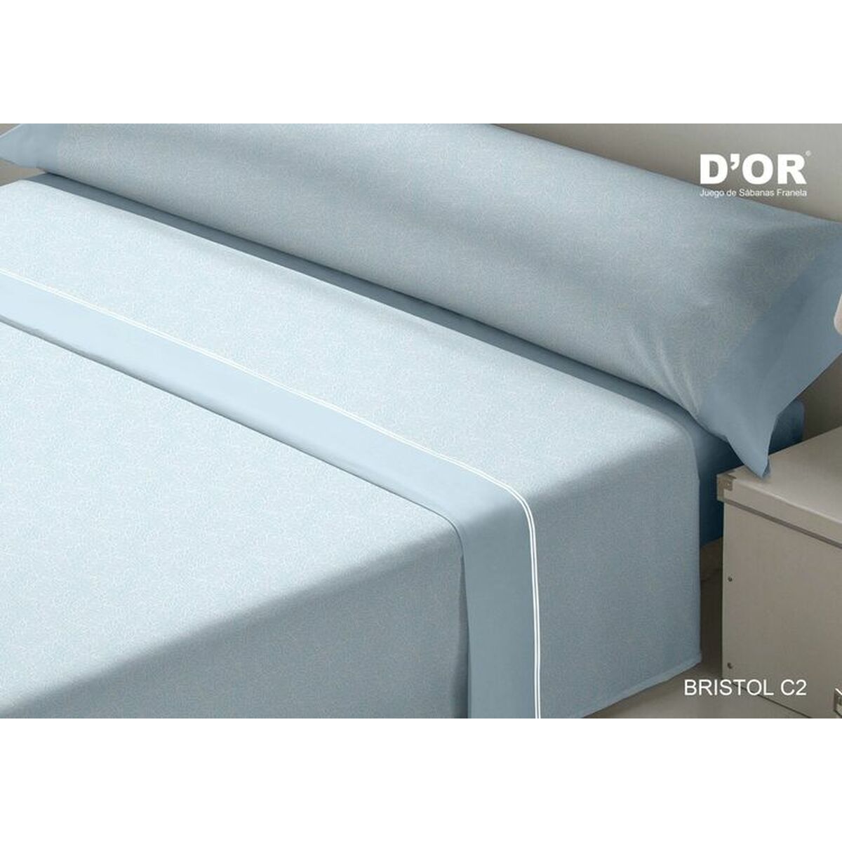 D'Or BRISTOL Blue Sheet Set 90 Bed Flannel