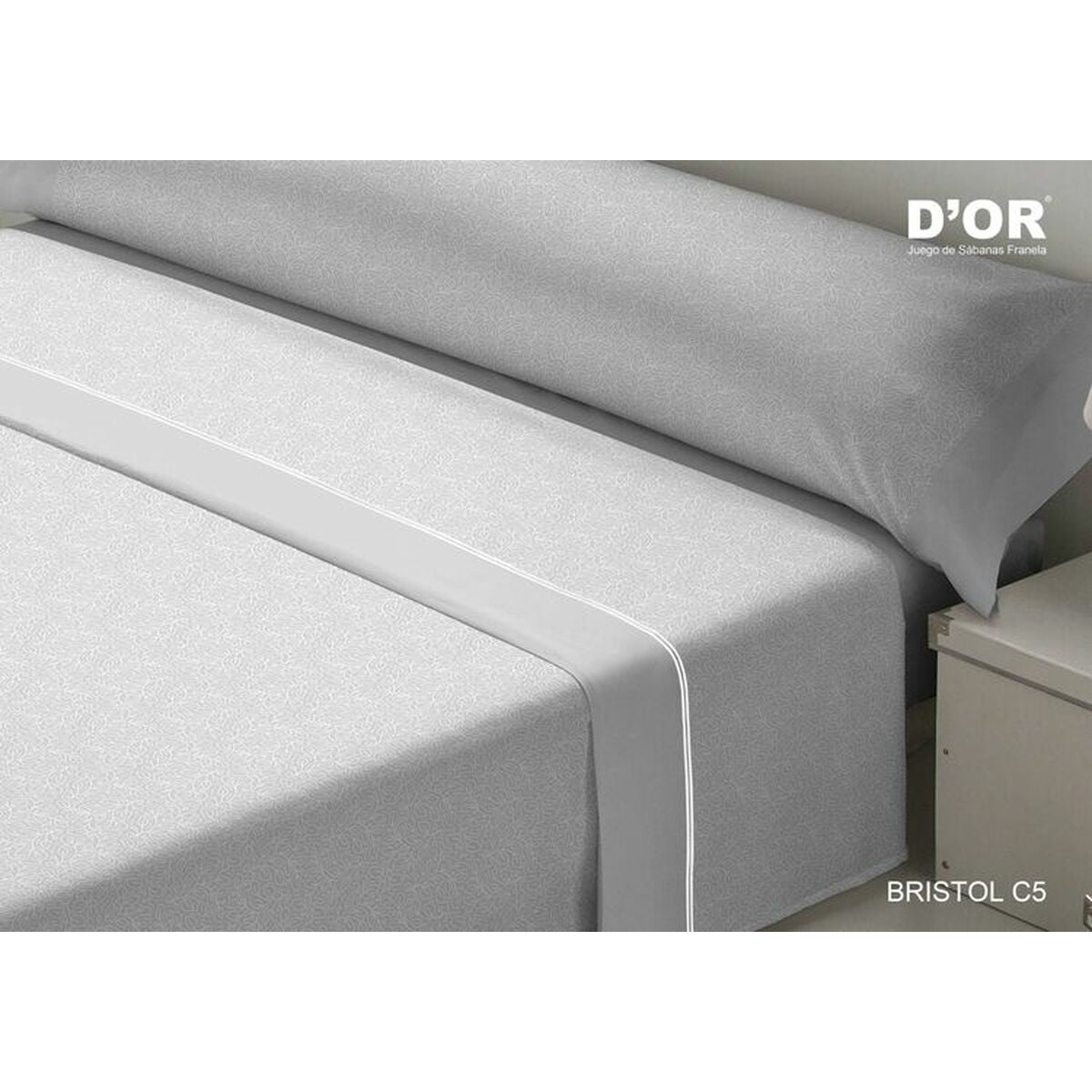 D'Or BRISTOL Grey Sheet Set 135 Bed Flannel