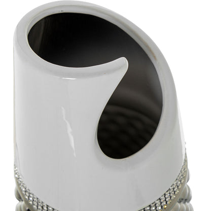 Alexandra House Living Vase White Silver Ceramic 12 x 32 cm