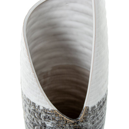 Alexandra House Living Vase White Grey Ceramic 11 x 49 cm