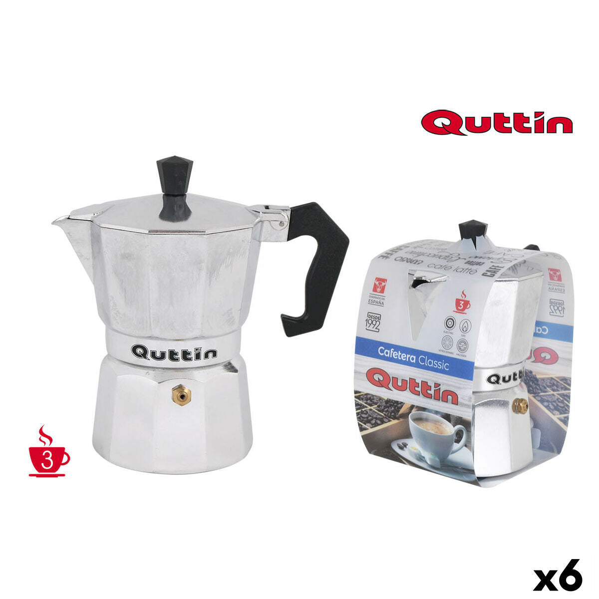 Quttin 105187 Italian Coffee Maker (6 Units)