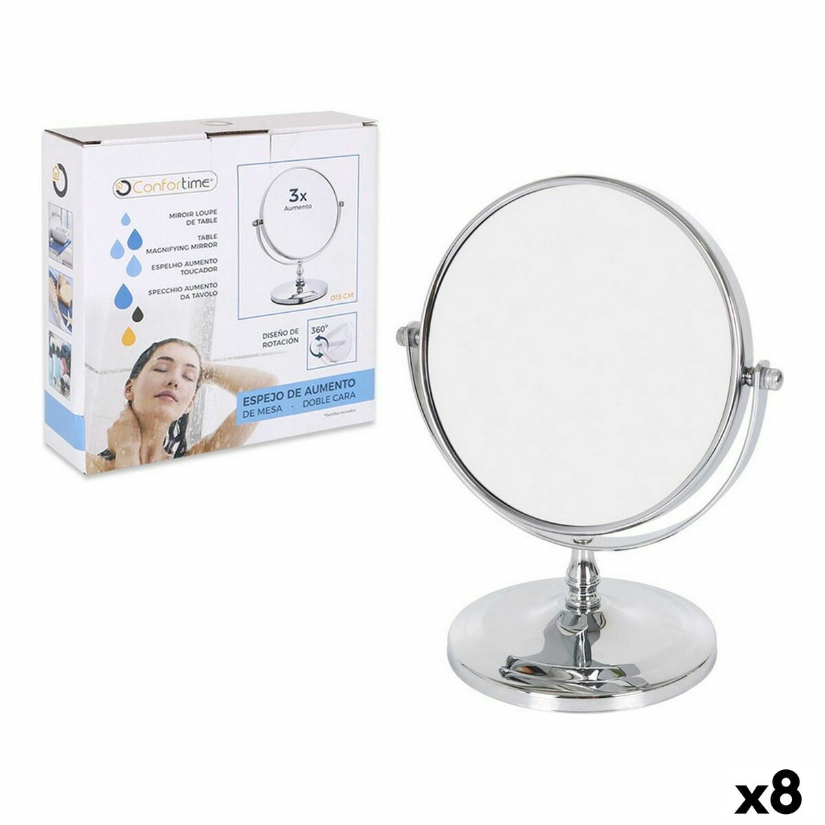 Confortime Magnifying Mirror 15 x 12 x 21.5 cm (8 Units)