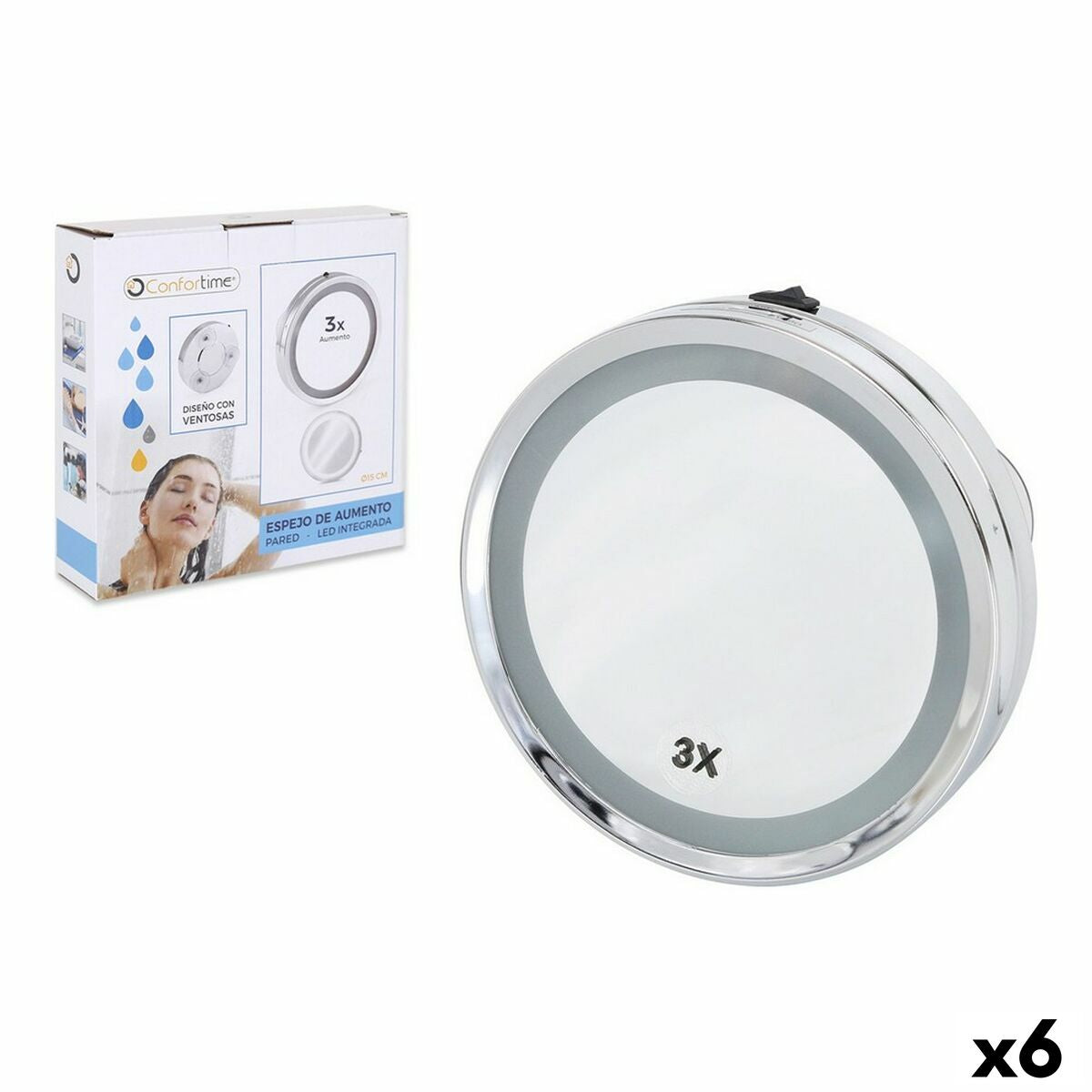 Confortime LED Magnifying Mirror 15 x 3 x 15 cm (6 Units)