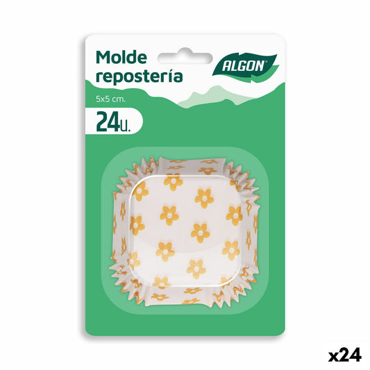 Moldes para Magdalenas Algon Flor Amarilla Desechables (24 Piezas) (24 Unidades)