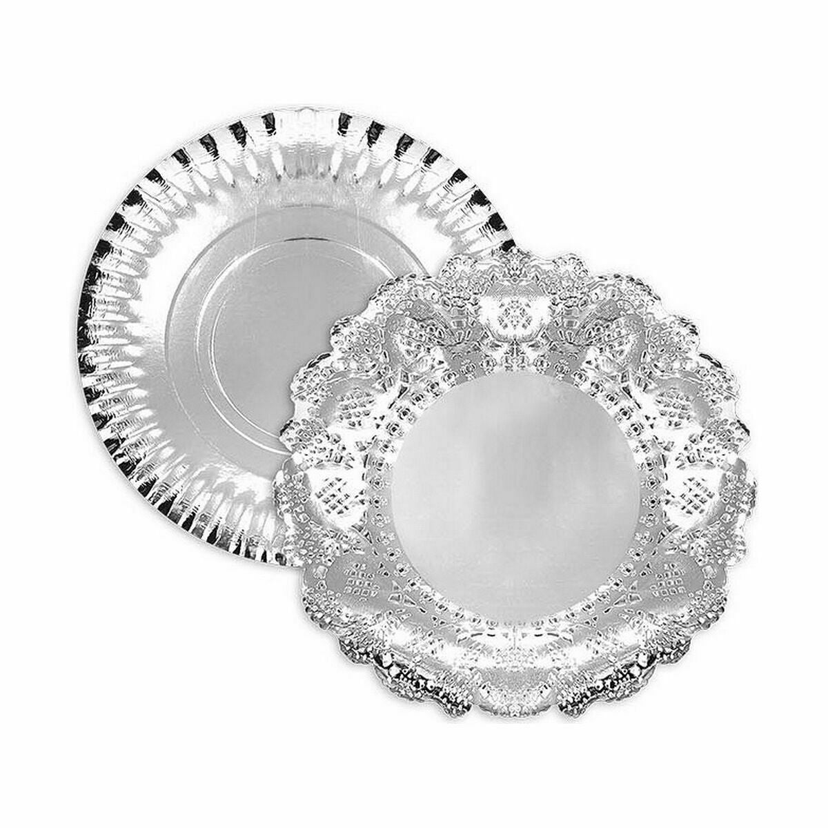 Round Silver Algon Snack Tray 30 x 30 x 1.5 cm (48 Units)