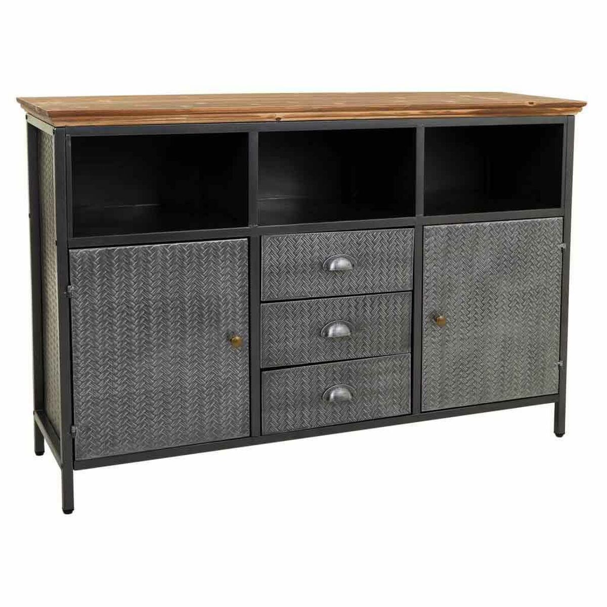 Aparador Alexandra House Living Marrón Gris Madera Metal 36 x 82 x 121 cm