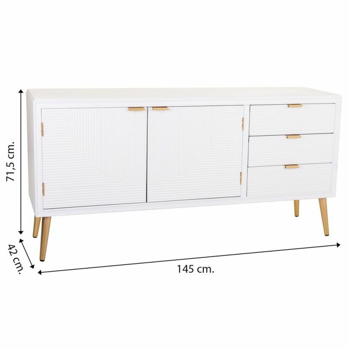 Aparador Alexandra House Living Blanco Dorado Madera MDF 42 x 71 x 145 cm