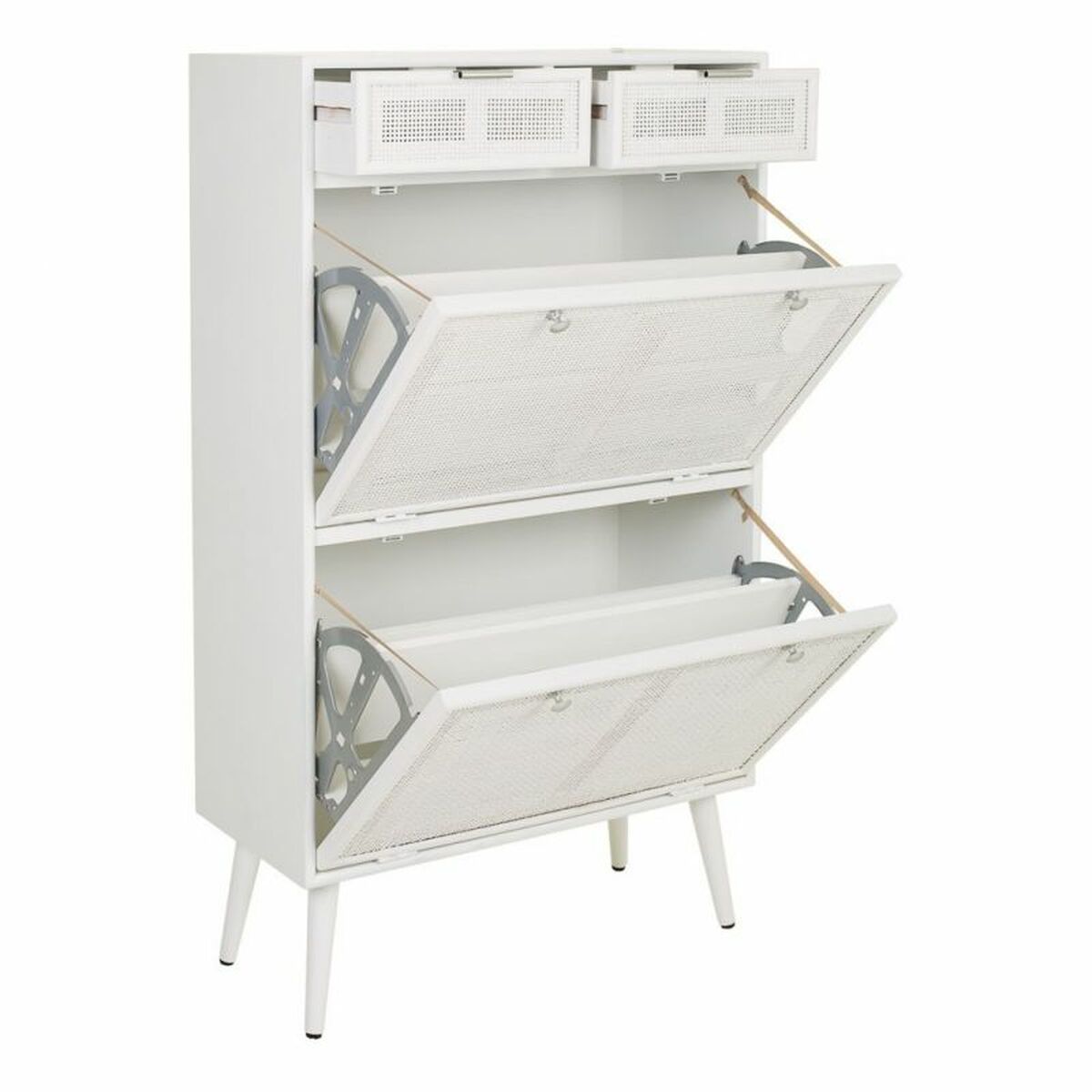 Alexandra House Living Shoe Cabinet White 32 x 120 x 70 cm Mesh