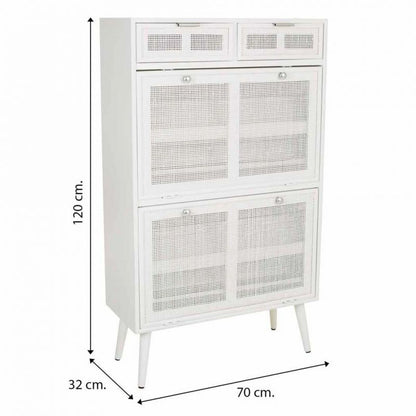 Alexandra House Living Shoe Cabinet White 32 x 120 x 70 cm Mesh