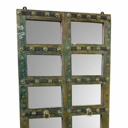 Alexandra House Living Mirror Green Recycled Wood Distressed Finish 4 x 179 x 87 cm