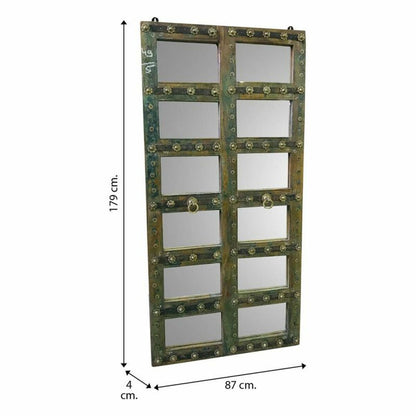 Alexandra House Living Mirror Green Recycled Wood Distressed Finish 4 x 179 x 87 cm