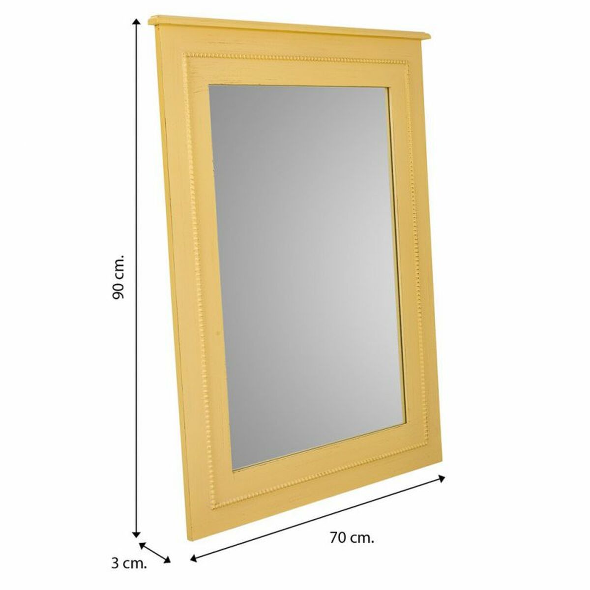 Espejo de pared Alexandra House Living Amarillo Vidrio Madera de abeto 3 x 90 x 70 cm