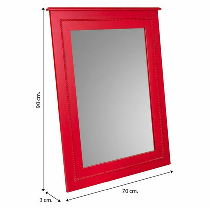 Espejo de pared Alexandra House Living Rojo Vidrio Madera de abeto 3 x 90 x 70 cm