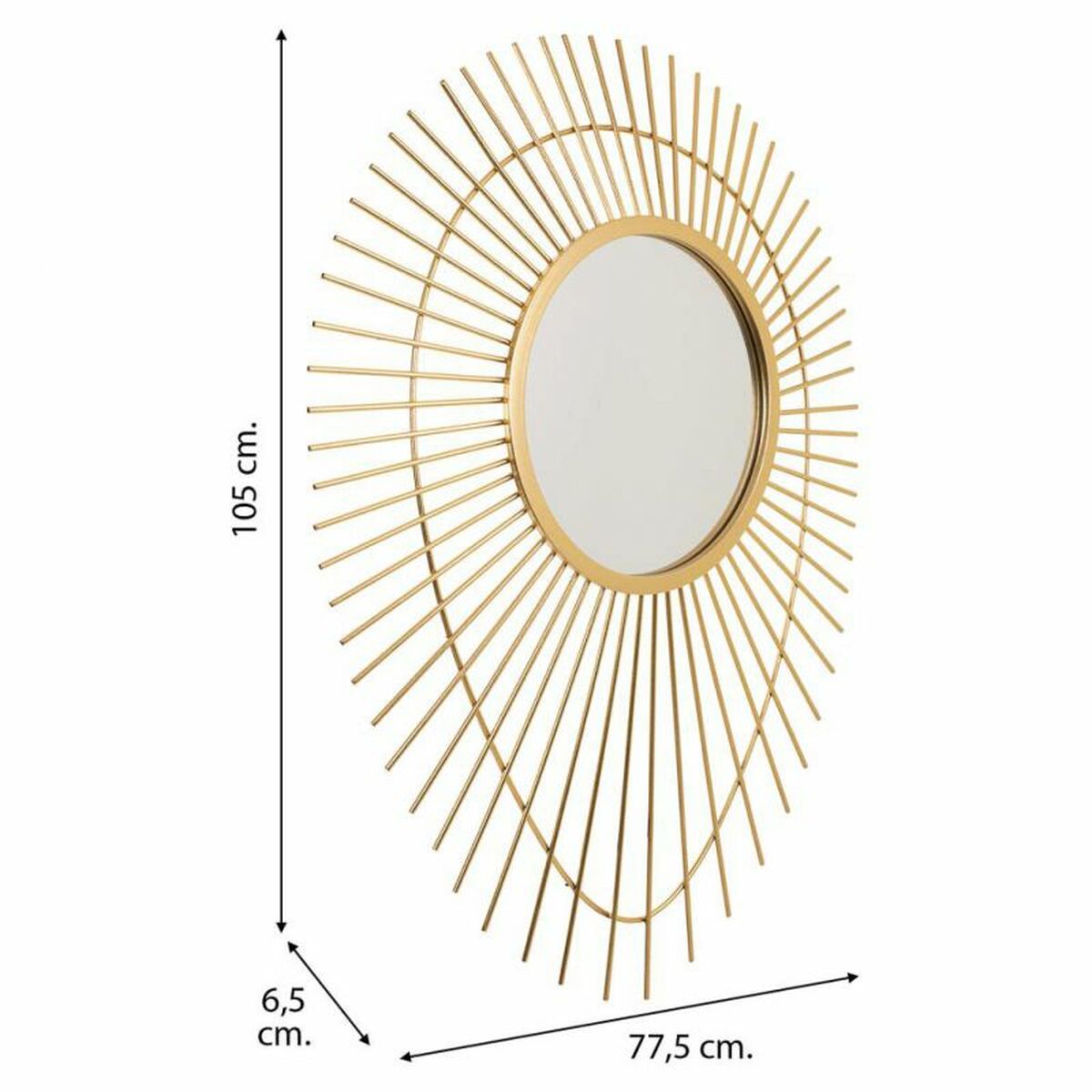 Espejo de pared Alexandra House Living Dorado Metal Vidrio 6 x 105 x 77 cm