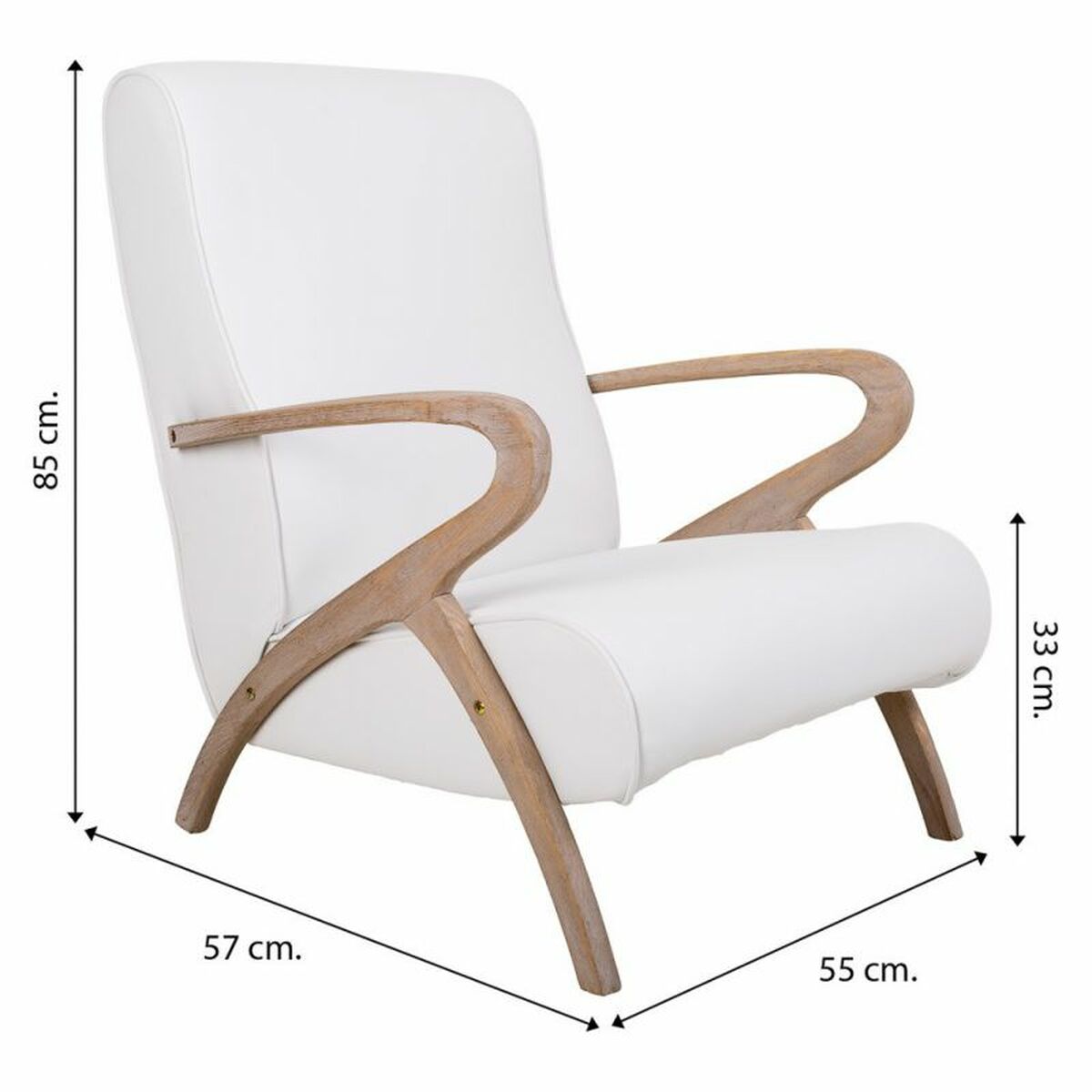 Sillón Alexandra House Living Blanco 55 x 85 x 57 cm Tapizado Polipiel