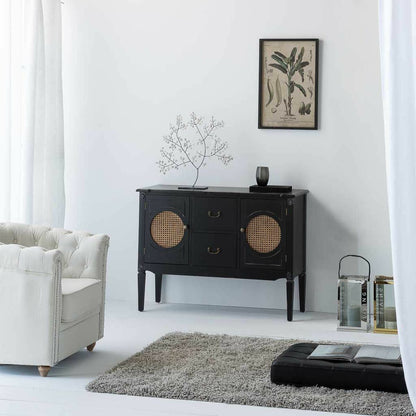 Aparador Alexandra House Living Negro Ratán Madera de abeto 40 x 78 x 106 cm