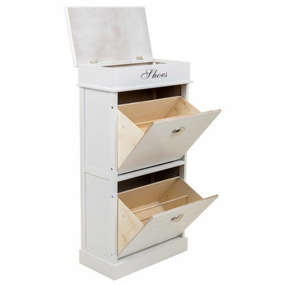 Alexandra House Living Shoe Rack White 28 x 98 x 50 cm 2 Drawers