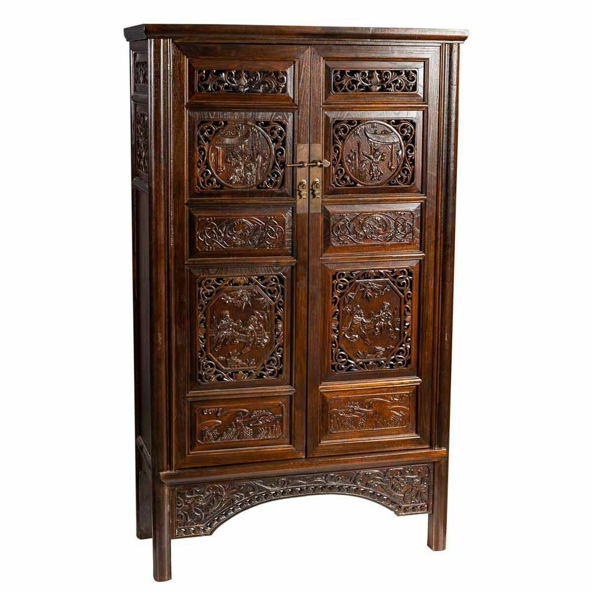 Alexandra House Living Brown Wooden Elm Wood Cabinet 40 x 160 x 95 cm Oriental 2 Shelves