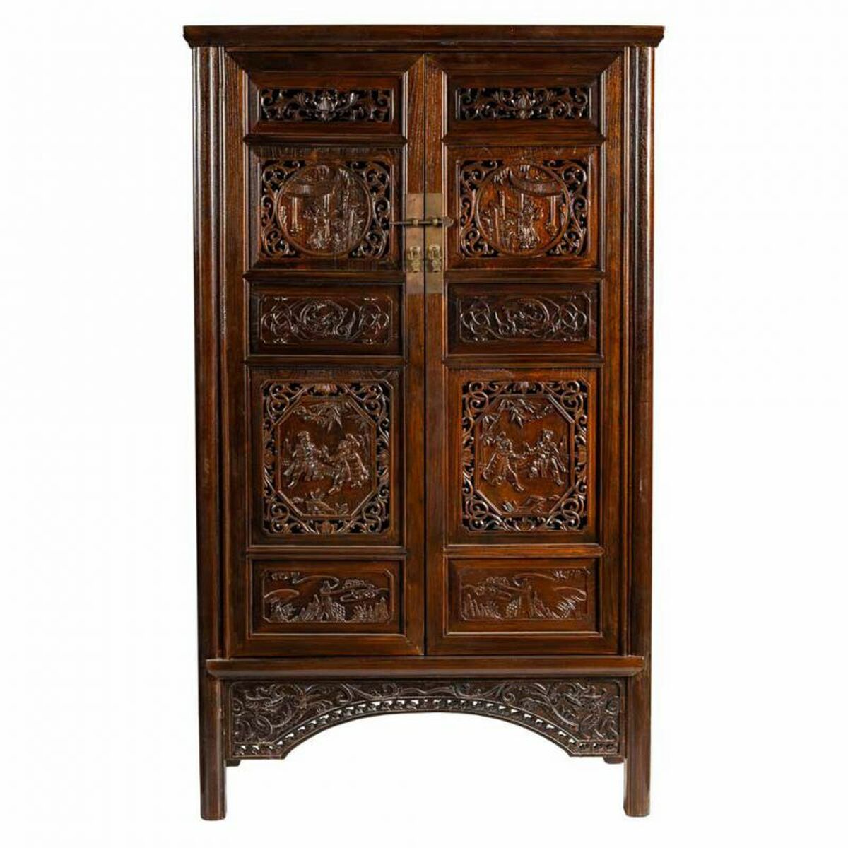 Alexandra House Living Brown Wooden Elm Wood Cabinet 40 x 160 x 95 cm Oriental 2 Shelves