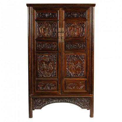 Alexandra House Living Brown Wooden Elm Wood Cabinet 40 x 160 x 95 cm Oriental 2 Shelves