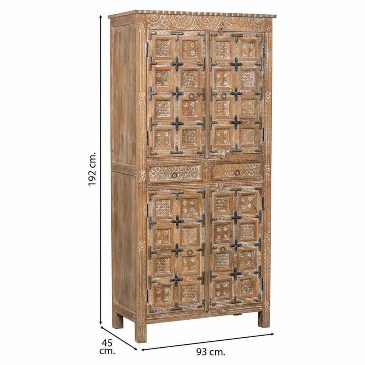 Alexandra House Living Brown Mango Wood Wardrobe 93 x 192 x 45 cm Handcrafted Style