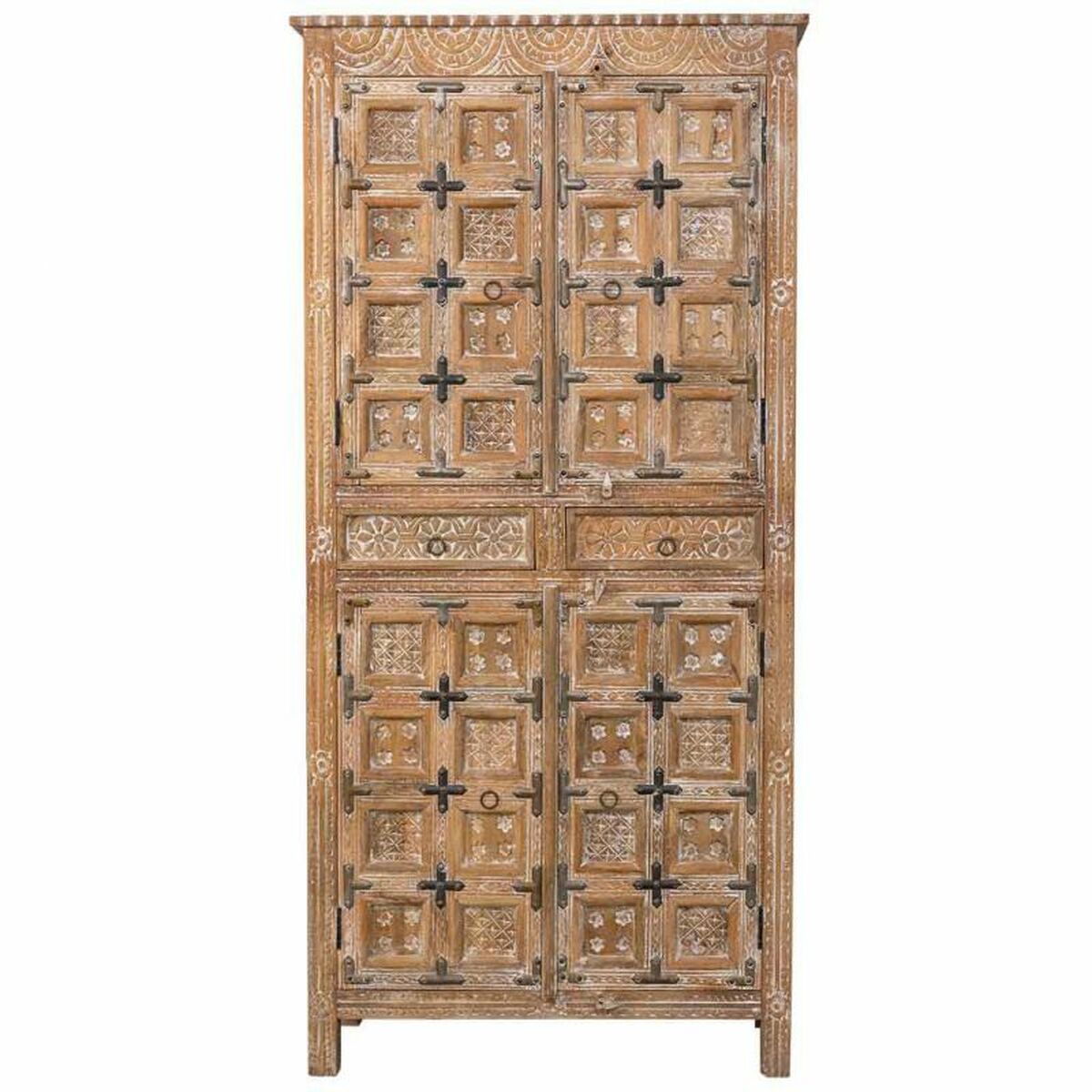 Alexandra House Living Brown Mango Wood Wardrobe 93 x 192 x 45 cm Handcrafted Style