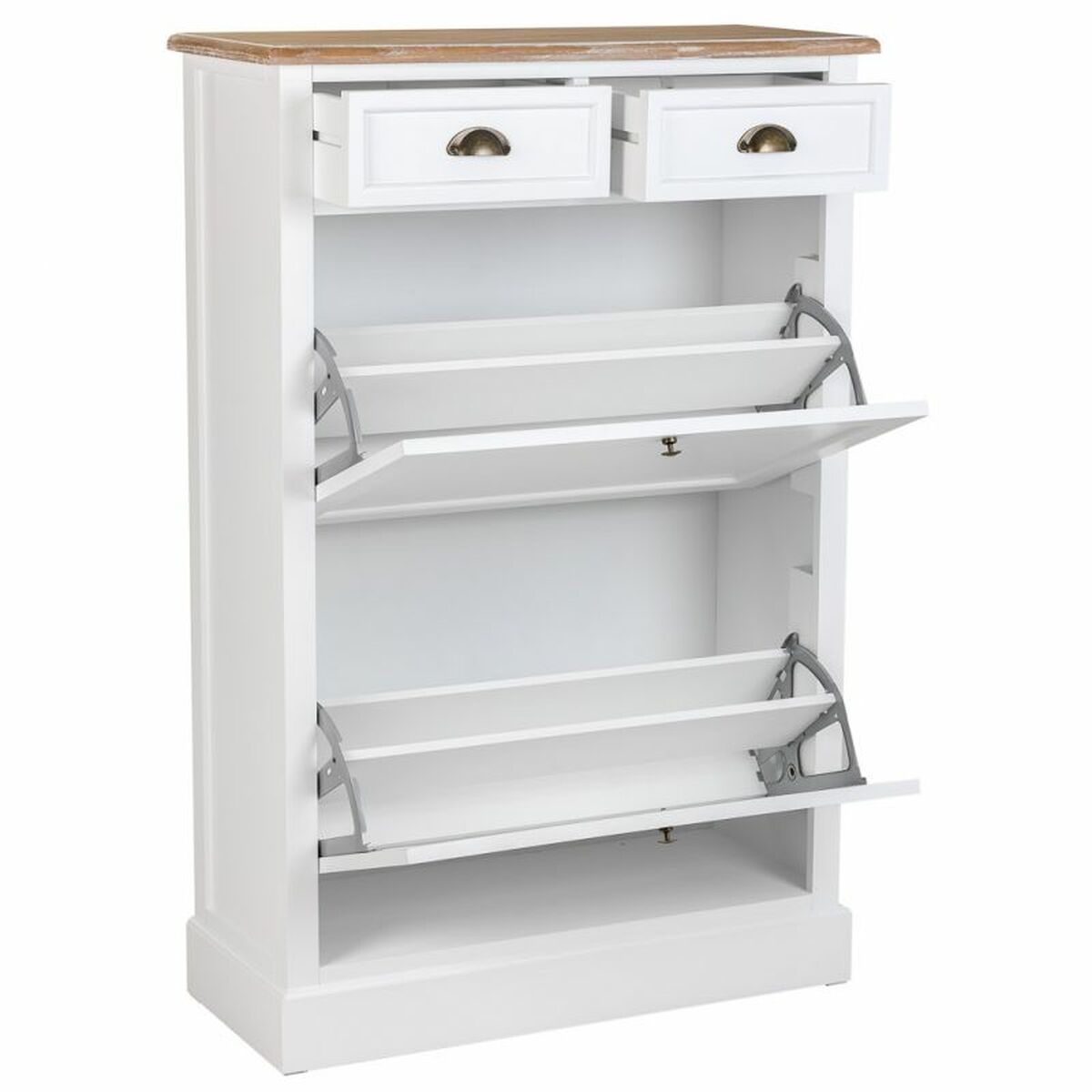 Alexandra House Living Shoe Cabinet White Brown 33 x 120 x 80 cm