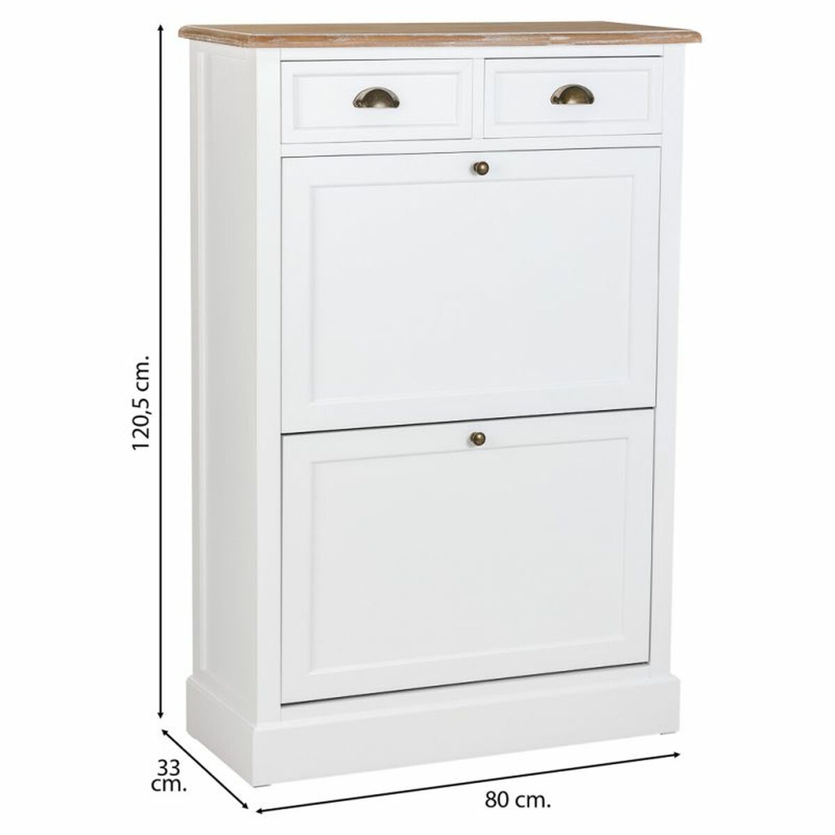 Alexandra House Living Shoe Cabinet White Brown 33 x 120 x 80 cm