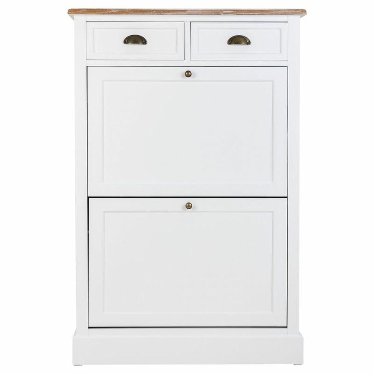 Alexandra House Living Shoe Cabinet White Brown 33 x 120 x 80 cm