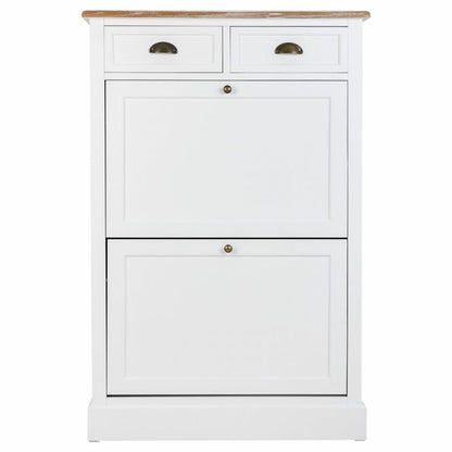 Alexandra House Living Shoe Cabinet White Brown 33 x 120 x 80 cm