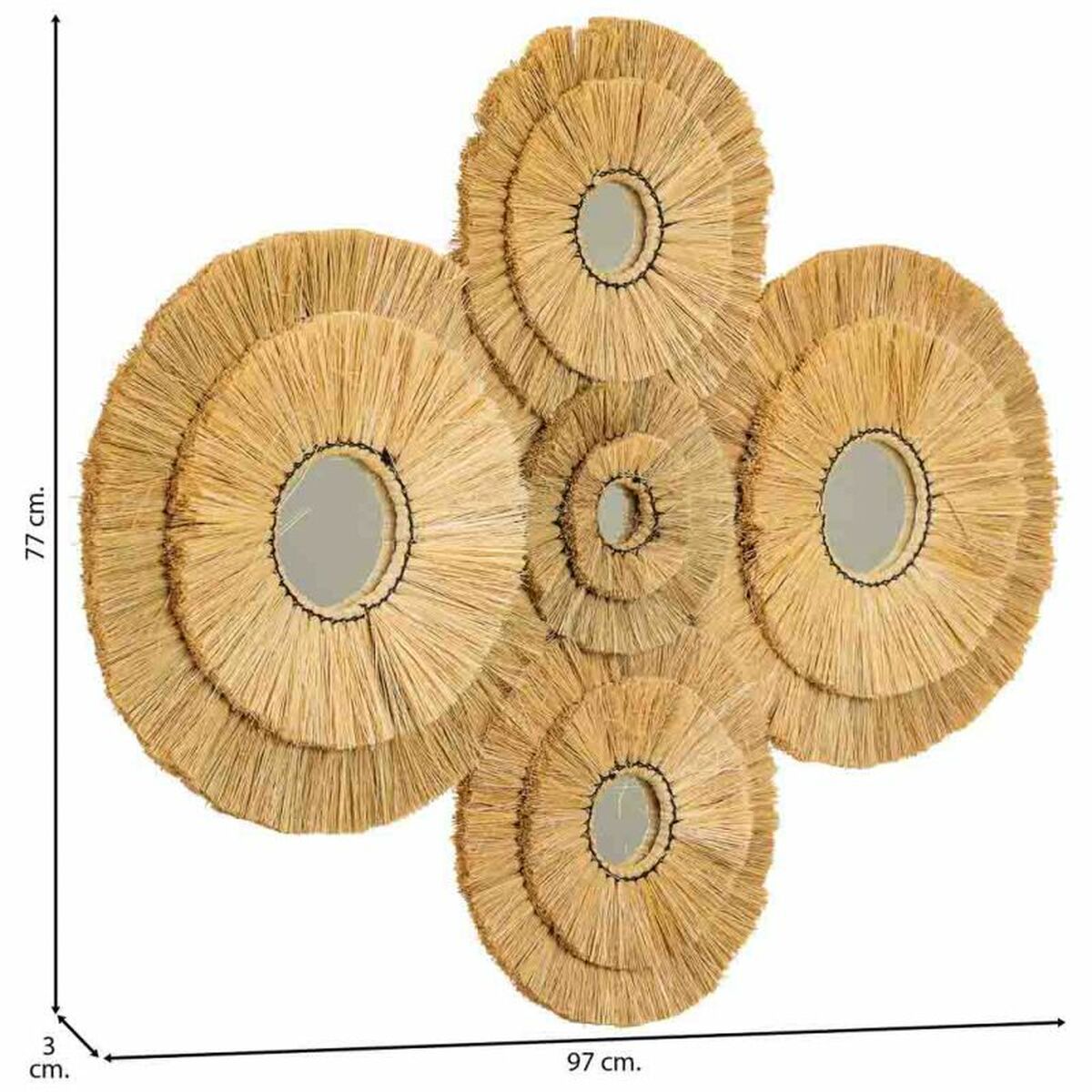 Espejo de pared Alexandra House Living Marrón Hierro Fibra natural 77 x 3 x 97 cm