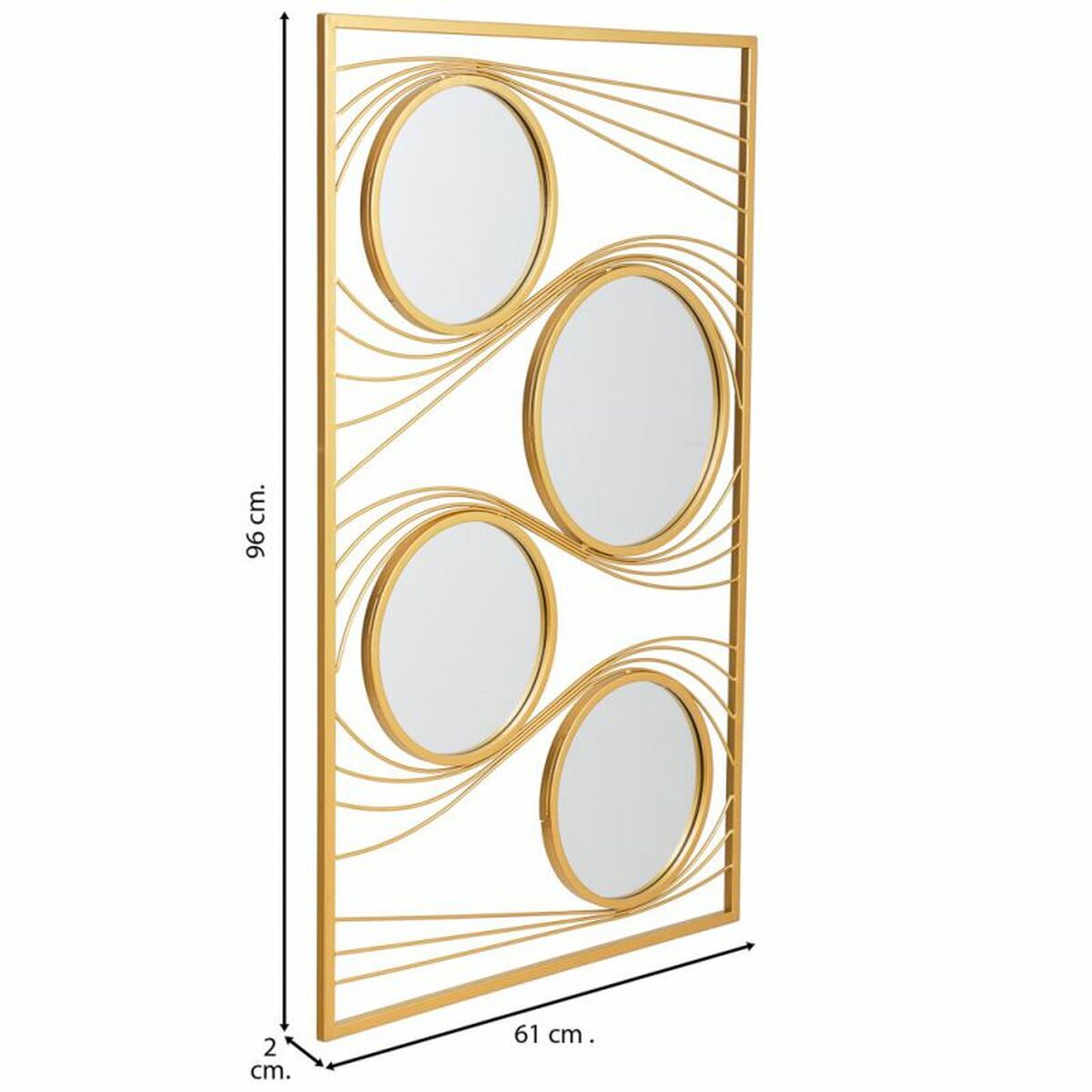 Espejo de pared Alexandra House Living Oro Metal Hierro Espejo 2 x 96 x 61 cm