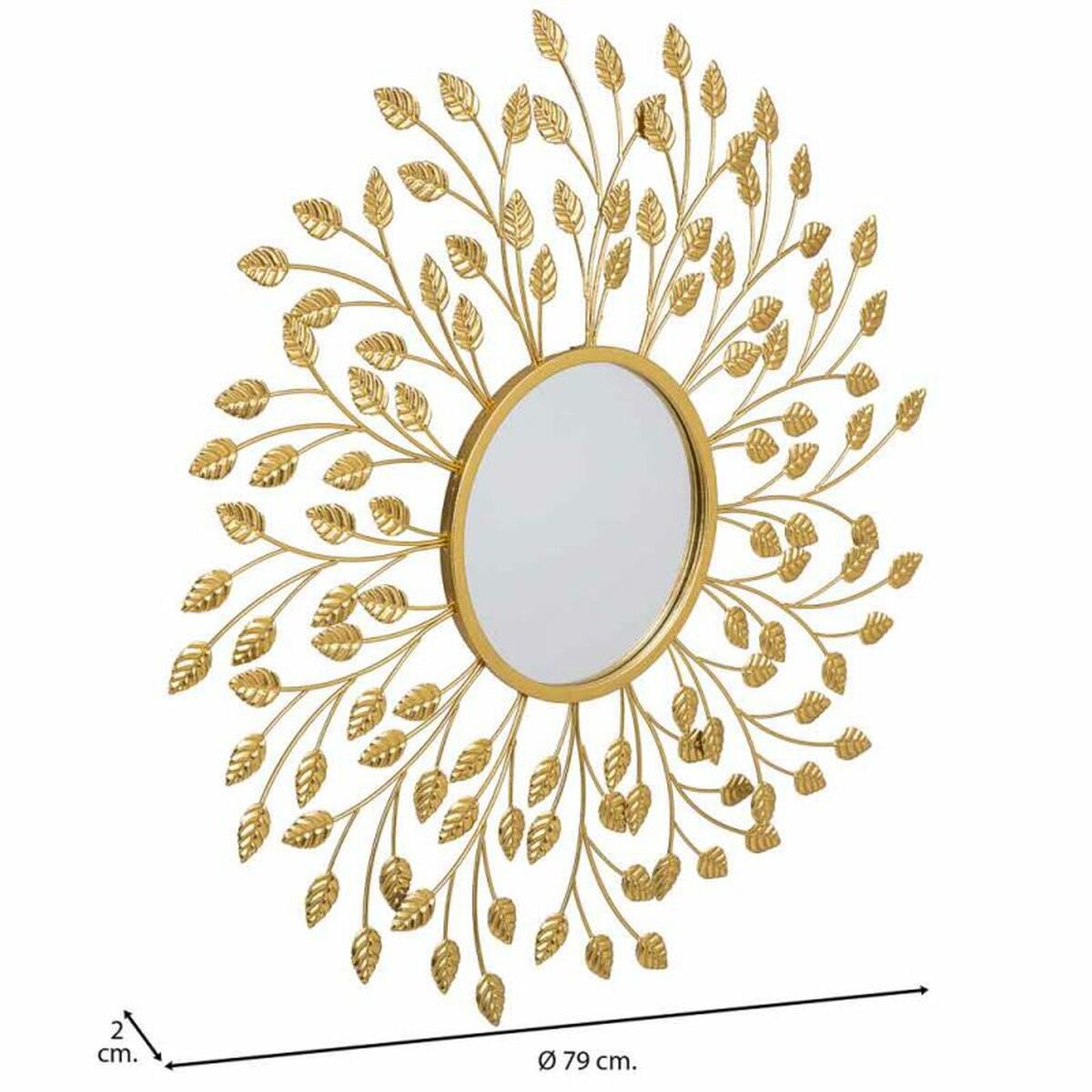 Espejo de pared Alexandra House Living Oro Metal Hierro Espejo 2 x 79 x 79 cm