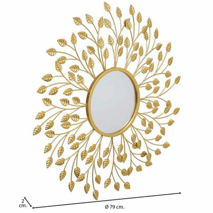 Espejo de pared Alexandra House Living Oro Metal Hierro Espejo 2 x 79 x 79 cm