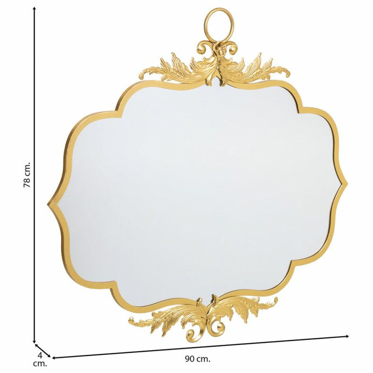 Espejo de pared Alexandra House Living Oro Metal Hierro Espejo 4 x 90 x 78 cm