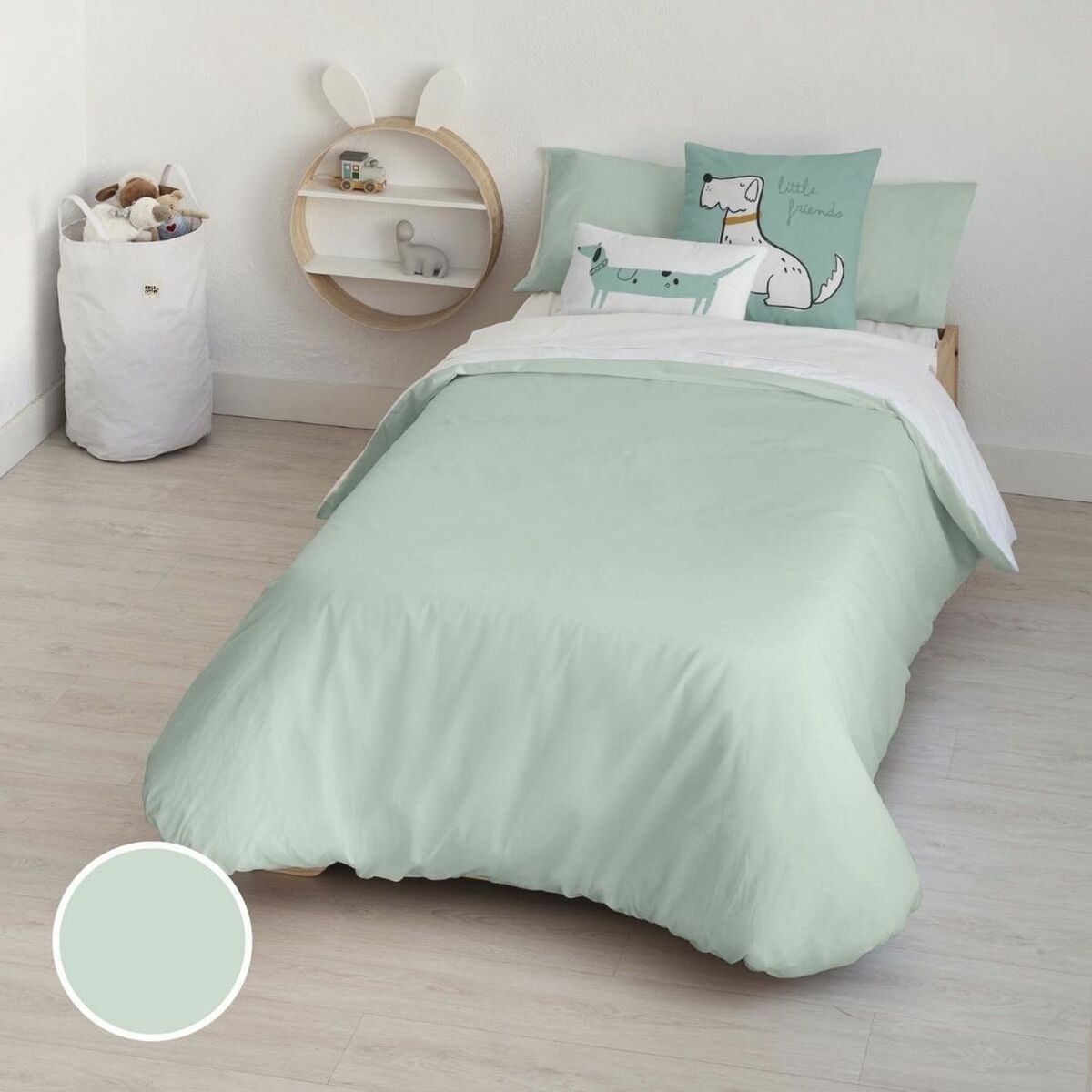 Kids&amp;Cotton Kanu Mint Duvet Cover 175 Thread Count 180 x 220 cm