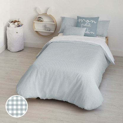 Kids&amp;Cotton Vichy Blue Duvet Cover 175 Thread Count 155 x 220 cm